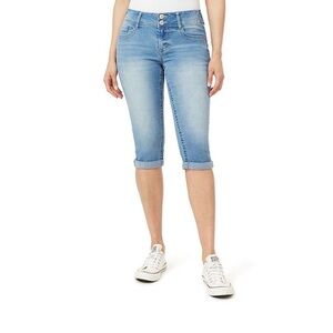 Women's Juniors Light Blue Denim Capri Jeans Wallflower Luscious Curvy Size 0